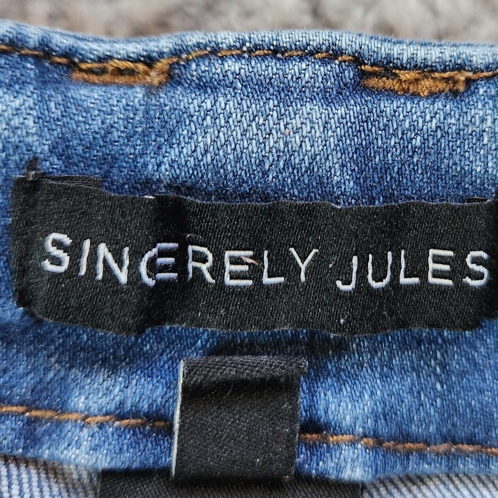 Sincerely Jules Bootcut Jeans Women 11/30 (Fits 30x30) Blue High-Rise Frayed Hem - Picture 9 of 14